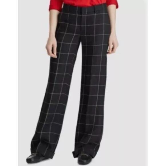 LRL Ralph Lauren Gray 14 Linen Windowpane Plaid Cuffed Lined Pants Straight Let - Picture 1 of 11